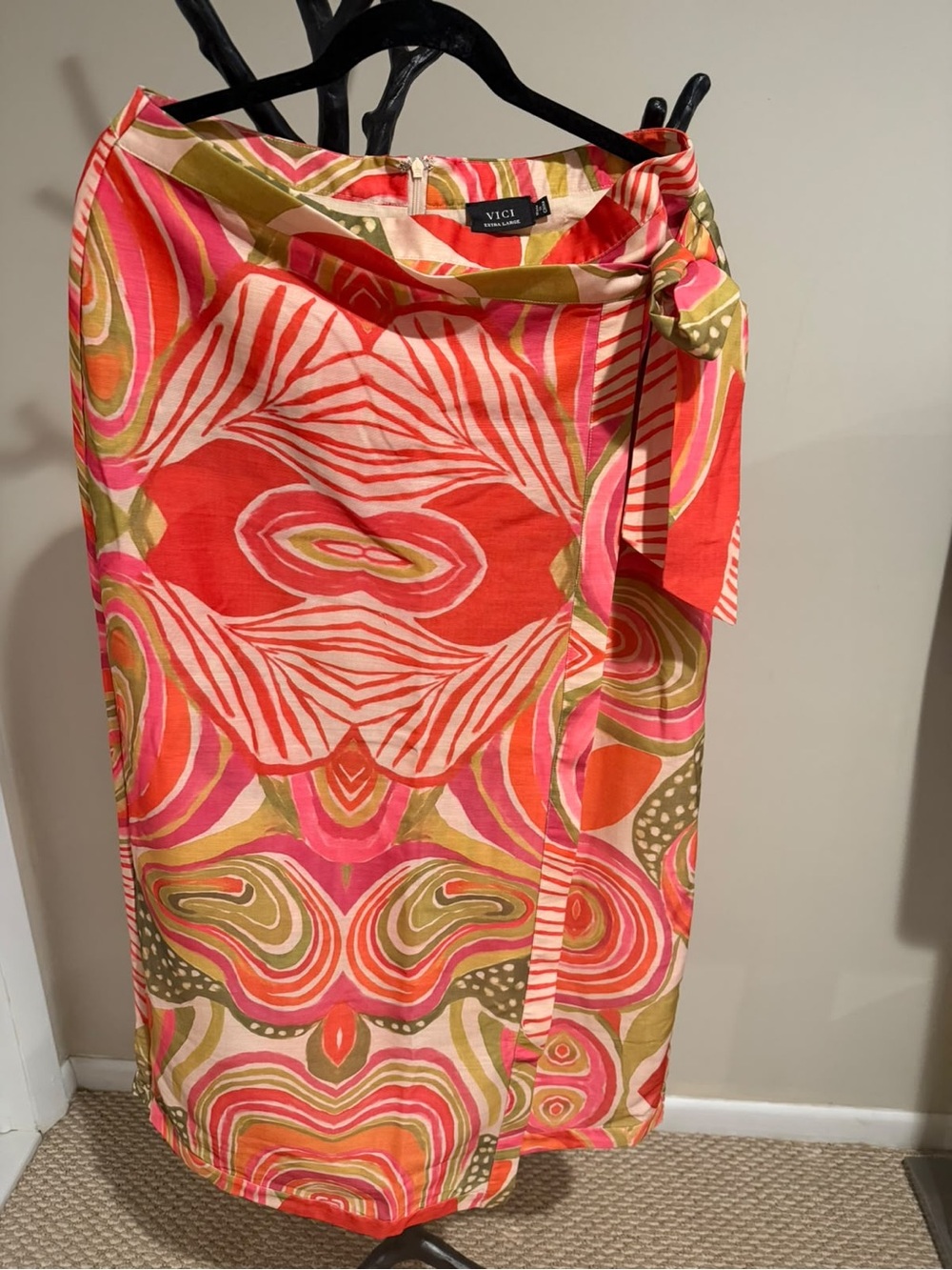 VICI Pink & Coral Printed Wrap Skirt XL